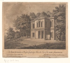 Kilátás egy épületre a Wimpole Estate birtokon A park épülete Wimple-ben, Cambridge Shire-ben, Hardwicke grófjának székhelye (cím az objektumon) alkotó: Anonymous