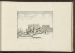 Kilátás a palotára és a szobrokra a genovai vízparton Le Palais orné de Statues, au bord dela Mer à Gennes (cím a tárgyon) Paloták és műemlékek Velencében, Livornóban, Nápolyban és Rómában (sorozat címe) alkotó: Anonymous