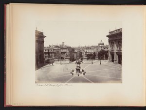Gezicht op het Piazza del Campidoglio te Róma, Olaszország Campidoglio tér. Róma (cím a tárgyon) alkotó: Anonymous