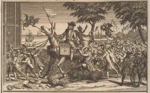 John Law Sancho Panza szamaráról, 1720 Law, mint egy második Don-Quichot, kigúnyolja Sanches Graauwtjét (cím a tárgyon) A bolondság nagy jelenete (sorozat címe) alkotó: Anonymous