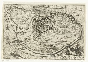 Voorne sziget térképe és Brielle térképe, 1572 Briel (cím az objektumon) alkotó: Anonymous