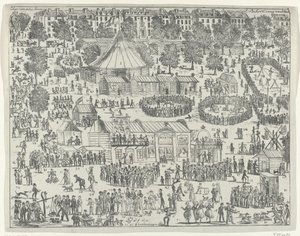 Vásár egy téren Hágában, 1845 Utópisztikus vásár (cím az objektumon) alkotó: Anonymous
