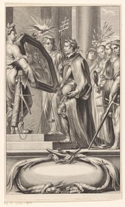 Kinget az Igazság és a Hit tartja tükröt Címlap: Petrus Belluga és Camillo Borello, Speculum principum, 1655 alkotó: Anonymous