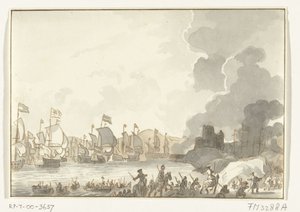 Az angol és a holland flotta partraszállása Cadizban, 1702 alkotó: Anonymous