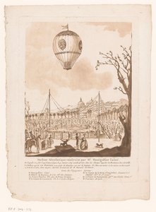 Luchtballon, Le Flezel, van Joseph-Michael Montgolfier, idősebb Lyonban Idősebb Montgolfier úr által épített aerosztatikus gép (cím az objektumon) alkotó: Anonymous