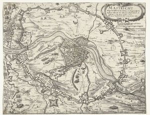 Frederik Hendrik által elfoglalt Maastricht, 1632 Friderich Henrich Printzen von Orangien (...) által ostromlott Maestricht 1632. június 9-én. Készült Accorttal 1632. augusztus 12-én (cím a tárgyon) alkotó: Anonymous