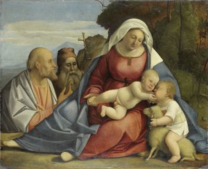 Madonna és gyermeke a csecsemővel Keresztelő Jánossal és Szent Péterrel és Antal alkotó: Anonymous