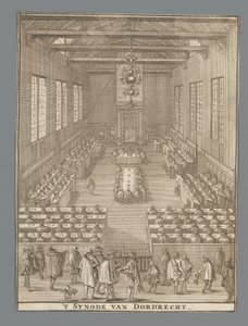 A dordrechti szinódus megnyitása, 1618 A dordrechti szinódus (cím a tárgyon) alkotó: Anonymous