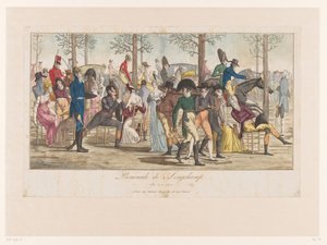 Optocht in Long-Champ Promenade de Longchamp An. X - 1802 (cím az objektumon) alkotó: Anonymous