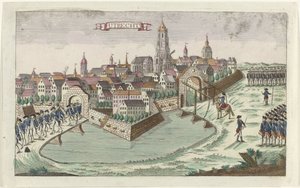 A hazafiak elhagyják Utrechtet, 1787 Utrecht (cím az objektumon) alkotó: Anonymous