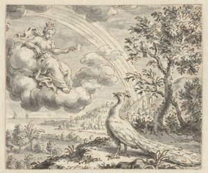 Páva panaszkodik Junónak Illusztrációk tervei Jean de la Fontaine Fables című kötetéhez (sorozat címe) alkotó: Anonymous