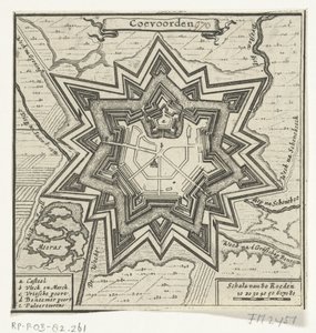 Coevorden térképe, 1672 Coevoorden (cím az objektumon) alkotó: Anonymous