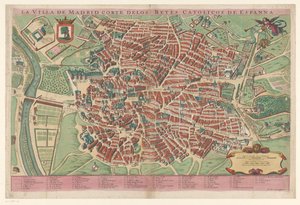 Plattegrond van Madrid A spanyol katolikus királyok madridi városának udvara (cím a tárgyon) alkotó: Anonymous