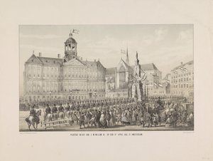H. M. Willem III ünnepélyes belépése 1861. április 9-én Amszterdamban (cím a tárgyon) alkotó: Anonymous