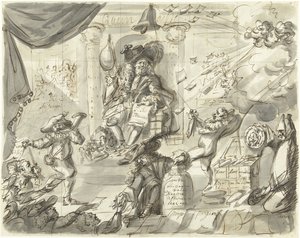 Quincampoix avagy a nagy szél- és káposztaárus, 1720 Het Groote Tafereel der Dwaasheid (további darabok) (sorozat címe) alkotó: Anonymous