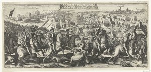 Ruitergevecht bij Arras, 1640 A spanyolok veresége Arras ostromának támadásakor, a konvoj megérkezése és Arras városának feladása a király engedelmességének (cím a tárgyon) alkotó: Anonymous
