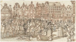 Hitelező és szegénység, 1720 A bolondság nagy jelenete (sorozat címe) alkotó: Anonymous