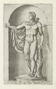 Apollo szobra Apollo Belvedere Apollónak ezt a szobrát márványból faragták a pápai palotában (...) (cím a tárgyon) Antik szobrok Rómában (sorozat címe) Róma város ókori szobrainak ikonjai, amelyek nyilvános helyeken láthatók (sorozat t alkotó: Anonymous