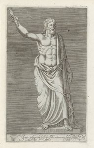 Jupiter szobra Jupiter márványszobra a Capitolium csúcsán (cím a tárgyon) Antik szobrok Rómában (sorozat címe) Róma városának nyilvános helyeken látható ősi szobrainak ikonjai (sorozat címe) alkotó: Anonymous