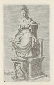 Sculptuur van Rome Híres római gyarmatosító, akinek Daciát elfogták Rómában, Caerius kertjében (cím a tárgyon) Antik szobrok Rómában (sorozat címe) Róma városának nyilvános helyeken látható ősi szobrainak ikonjai (sorozat címe) alkotó: Anonymous