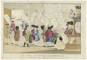 Karikatúra angolokról St. Eustatiusról, 1781 A késői aukció St. Eustatiában (cím a tárgyon) alkotó: Anonymous