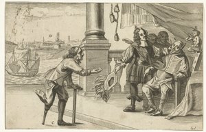 Karikatúra az Ostende elleni sikertelen támadásról, 1658 Ostenden párbeszéde (cím a tárgyon) alkotó: Anonymous