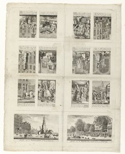 Rajzfilmek a divatról és Amszterdam két képe az 1775-ös árvíz idején alkotó: Anonymous