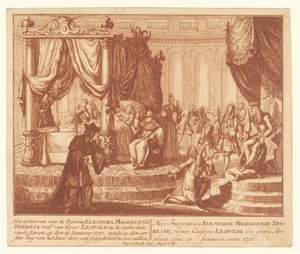 Eleanor Pfalz-Neuburg császárné halála, 1720. január 19. A Kyserin haldoklása Eleonora Magdalena Theresa Woad. Kyser Leopold 65 éves korában Iaren (...) (cím a tárgyon) alkotó: Anonymous