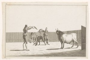 Bikaviador banderillákkal Coleccion de las Principles suertes de una corrida de toros (sorozat címe az objektumon) A legfontosabb bikaviadal manőverek gyűjteménye (sorozat címe) alkotó: Anonymous