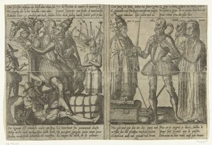 Míg Alva szeretkezik Babilon kurvájával, az ország gazdasága hanyatlik / Pármai Margit, Granvelle és a pápa támogatják Alva misszióját, 1567-1572 Alva küldetése Hollandiában és zsarnokságának következményei (másolatok), 1572 (sorozat alkotó: Anonymous