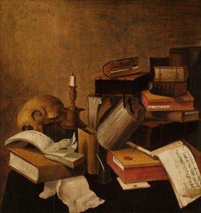 Vanitas csendélet könyvekkel alkotó: Anonymous