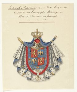 Louis Napoleon Bonaparte, Hollandia királyának címere Louis Napóleon, Isten kegyelméből és a Királyság alkotmányából, Hollandia királya, Franciaország összeköthető (cím a tárgyon) alkotó: Anonymous