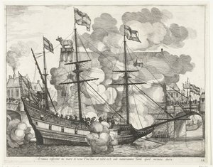 Zeilschip, naar rechts; intocht van Ferdinand te Gent 1635-ben (38. sz.) Ó hajó, új hullámok visznek a tengerbe: de nincs semmi annak az irányítása alatt, akit félsz vezetni (cím a tárgyon) Más tengerészek diadalmas hajója alkotó: Anonymous