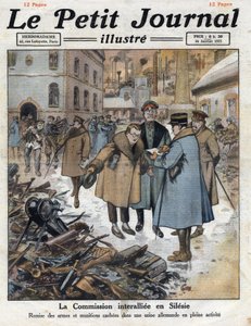 A háború után: Felkelés Felső-Sziléziában a német és a lengyel közösség között. Az Interallied Commission (interallied, inter-lied) beavatkozik Sziléziában, és visszaveri a fegyvereket a német gyárakból. Az illusztráció a „” Le petit Journal””-ból származi alkotó: Anonymous Anonymous