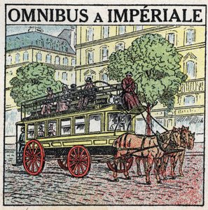 Állatvontatás: omnibus a imperiale a XIX. Névtelen illusztráció 1925-ből. Magángyűjtemény. alkotó: Anonymous Anonymous