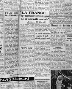 Cikk a társadalombiztosításról: „Parodi úr szerint Franciaország jelenleg a társadalombiztosítás élvonalában van” 1945 alkotó: Anonymous Anonymous