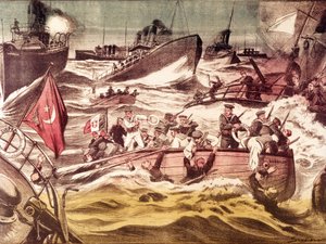 Kunfudai csata (Kunfida Kunfidah): tengeri csata 1912. január 7-én és 8-án, az olasz-török háború (1911-1912) idején, a Vörös-tengeren, a szaúd-arábiai Kunfuda kikötője előtt. alkotó: Anonymous Anonymous