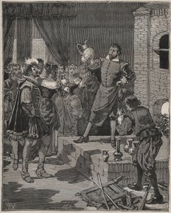 Bernard Palissy (1510-1589), diadalmas francia keramikus kiveszi első zománcdarabjait a sütőből. Metszet 1880-ból Adolphe BITARD „” Les arts et metiers illustres” című könyvébe. alkotó: Anonymous Anonymous