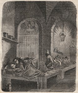 Bresti börtön éjszaka. Pierre Zaccone (1817-1895) (Colonia Penale - Büntetés-végrehajtási telep) metszet a „Az elítéltek története a megalkotásuktól napjainkig” (1877). Magángyűjtemény. alkotó: Anonymous Anonymous