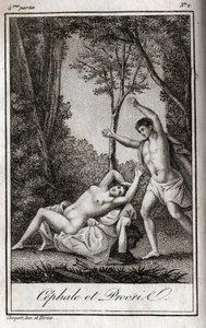 Cephale és Procris (Cephalus) szerelmespár. Metszet 1819-ből Charles Albert Demoustier (1760-1801) „Lettres a Emilie sur la mythologie” című művében. Magángyűjtemény. alkotó: Anonymous Anonymous