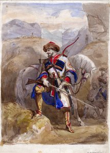 Chamil ou Imam Chamil - Imam Shamil (1797-1871) - Anonymous - 1854 - Akvarell papíron - 32x23 - Magángyűjtemény alkotó: Anonymous Anonymous