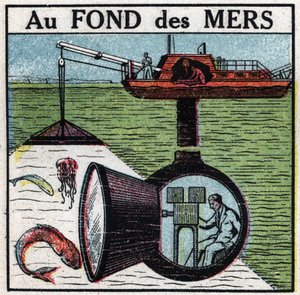 Operatőr: filmet forgat a tengerek fenekén. Névtelen illusztráció 1925-ből. Magángyűjtemény. alkotó: Anonymous Anonymous