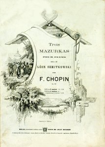 A Frederic Chopin (1810-1849) által Leon Szmitkowskinak dedikált „Három mazurka zongorára, Opus 50” borítója. alkotó: Anonymous Anonymous