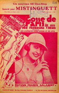 Borító a „Gosse de Paris” című kottához, amelyet Mistinguett (Mistinguette) (1875-1956) francia énekes énekel. alkotó: Anonymous Anonymous