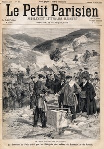 Pireneusok szokása: Baretous és Roncal völgyeinek küldöttei által tett békeeskü. A „Le Petite Parisien” című újság egyike 1893.07.23-án. alkotó: Anonymous Anonymous