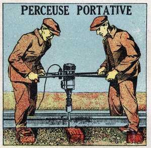 Elektromos szerszámok: hordozható fúró. Névtelen illusztráció 1925-ből. Magángyűjtemény. alkotó: Anonymous Anonymous