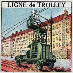 Villamos villamosok: troli vonal. Névtelen illusztráció 1925-ből. Magángyűjtemény. alkotó: Anonymous Anonymous