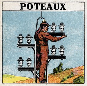 Villanyvezetékek: villanyoszlopok. 1925 névtelen illusztrációja. Magángyűjtemény. alkotó: Anonymous Anonymous