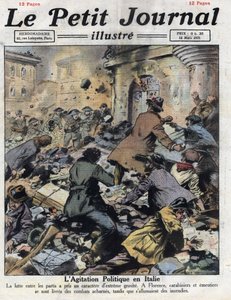 Emutál Firenzében a kommunisták és a fasiszták között február 27-én. A karabinieri beavatkozása. Az illusztráció az 1921. 03. 13-i „” Le petit Journal”-ból származik. Magángyűjtemény alkotó: Anonymous Anonymous