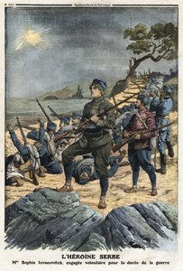 Első balkáni háború: Sophia Yovanovich portréja, egy fiatal szerb nő, aki önkéntesként jelentkezett Törökország ellen. Az illusztráció a „” Le Petite Journal”” 1912. 01. 12. Magángyűjteményből származik. alkotó: Anonymous Anonymous
